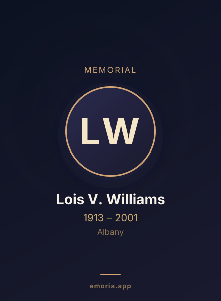 Memorial portrait of Lois V. Williams