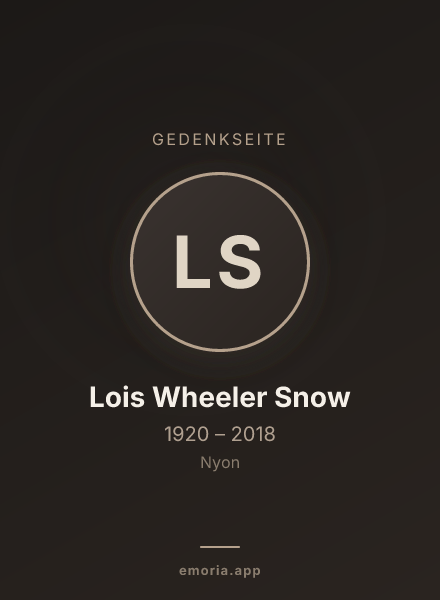 Gedenkportrait von Lois Wheeler Snow