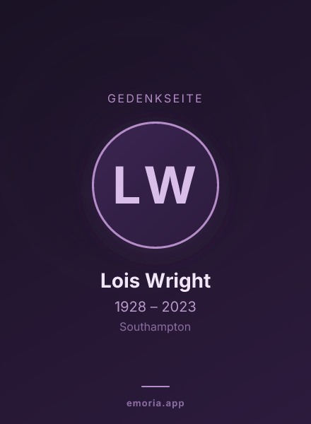 Gedenkportrait von Lois Wright