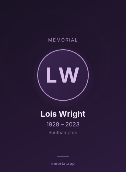 Memorial portrait of Lois Wright