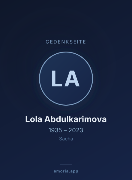 Gedenkportrait von Lola Abdulkarimova