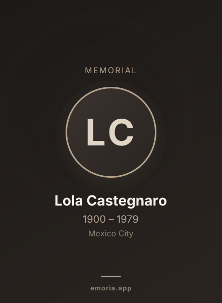 Memorial portrait of Lola Castegnaro