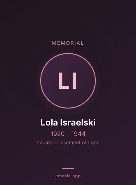 Memorial portrait of Lola Israelski