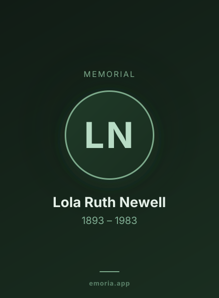 Memorial portrait of Lola Ruth Newell