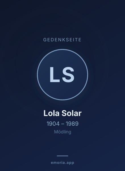 Gedenkportrait von Lola Solar