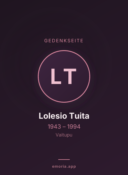 Gedenkportrait von Lolesio Tuita