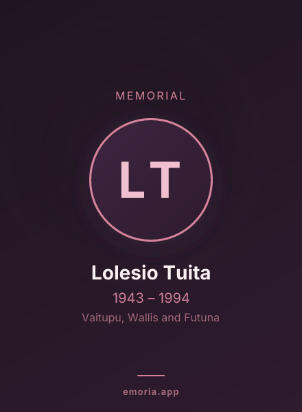 Memorial portrait of Lolesio Tuita