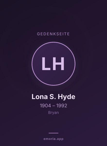 Gedenkportrait von Lona S. Hyde