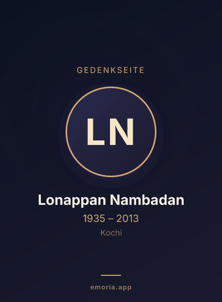 Gedenkportrait von Lonappan Nambadan