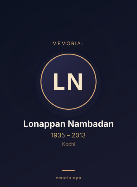 Memorial portrait of Lonappan Nambadan