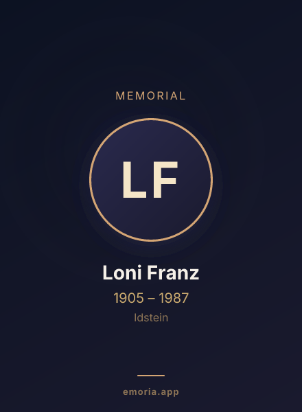 Memorial portrait of Loni Franz