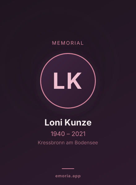 Memorial portrait of Loni Kunze