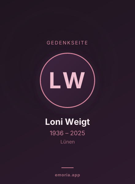 Gedenkportrait von Loni Weigt