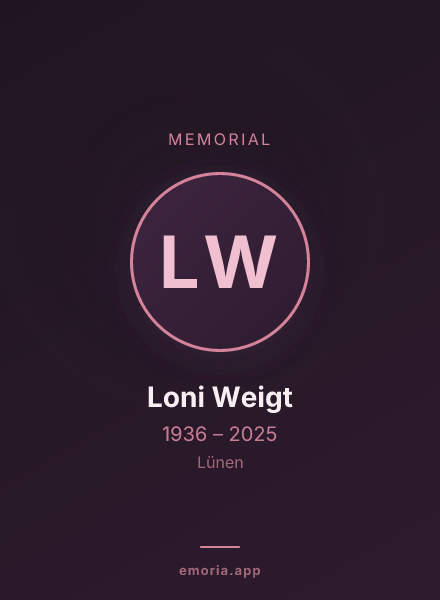 Memorial portrait of Loni Weigt