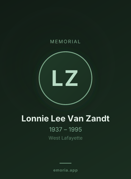 Memorial portrait of Lonnie Lee Van Zandt