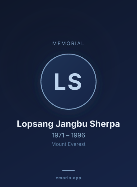 Memorial portrait of Lopsang Jangbu Sherpa