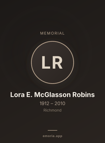 Memorial portrait of Lora E. McGlasson Robins