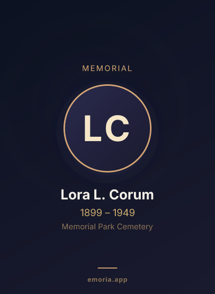 Memorial portrait of Lora L. Corum