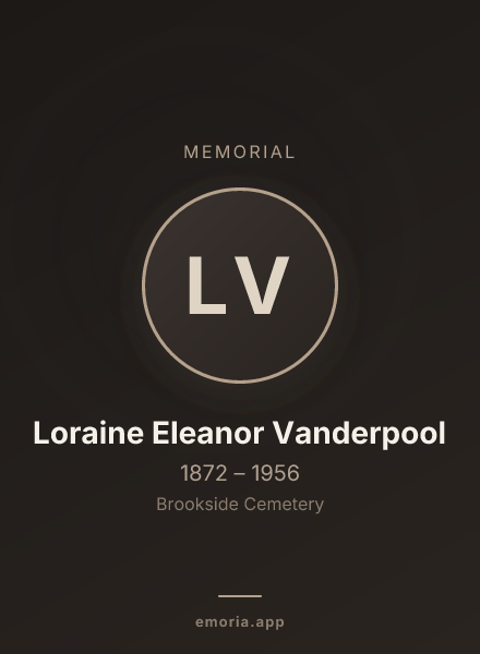 Memorial portrait of Loraine Eleanor Vanderpool