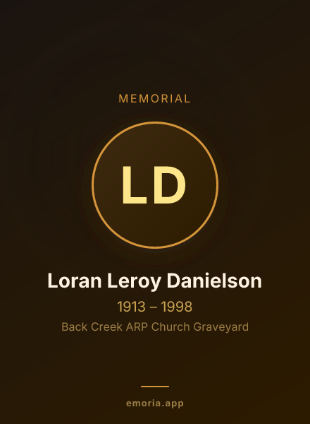 Memorial portrait of Loran Leroy Danielson