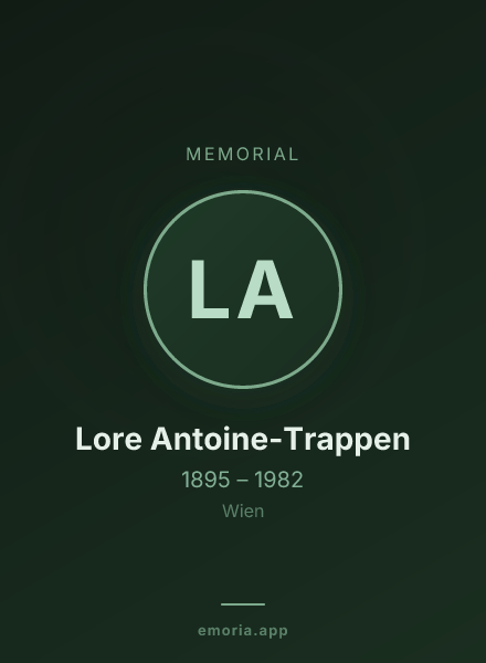 Memorial portrait of Lore Antoine-Trappen