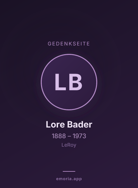 Gedenkportrait von Lore Bader