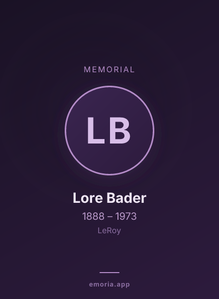 Memorial portrait of Lore Bader