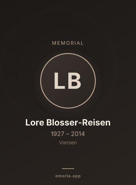 Memorial portrait of Lore Blosser-Reisen