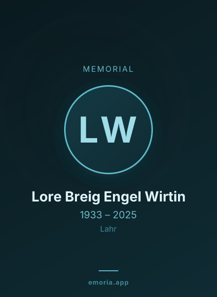 Memorial portrait of Lore Breig Engel Wirtin