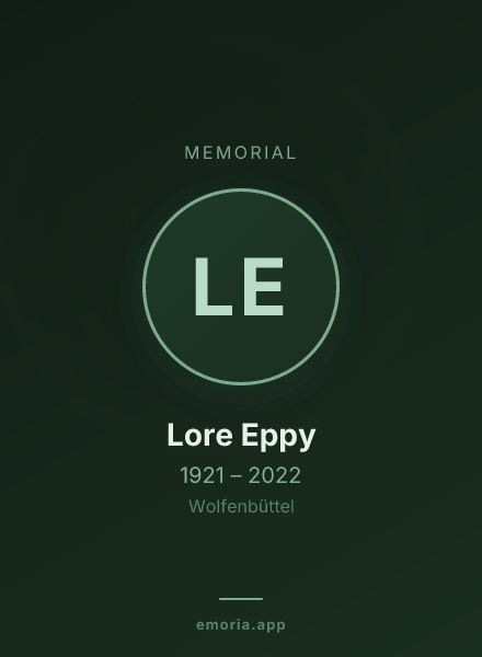 Memorial portrait of Lore Eppy