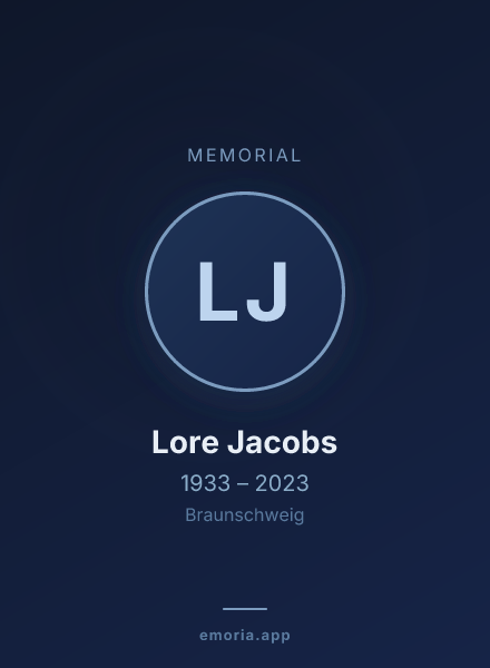 Memorial portrait of Lore Jacobs