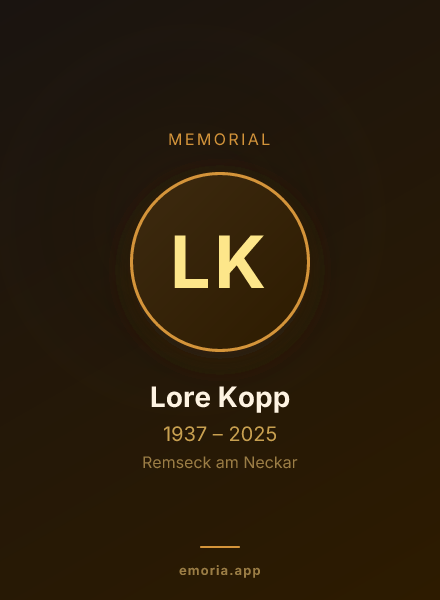 Memorial portrait of Lore Kopp
