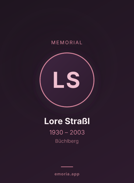Memorial portrait of Lore Straßl