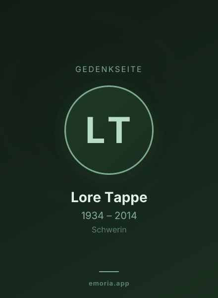 Gedenkportrait von Lore Tappe