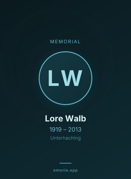 Memorial portrait of Lore Walb