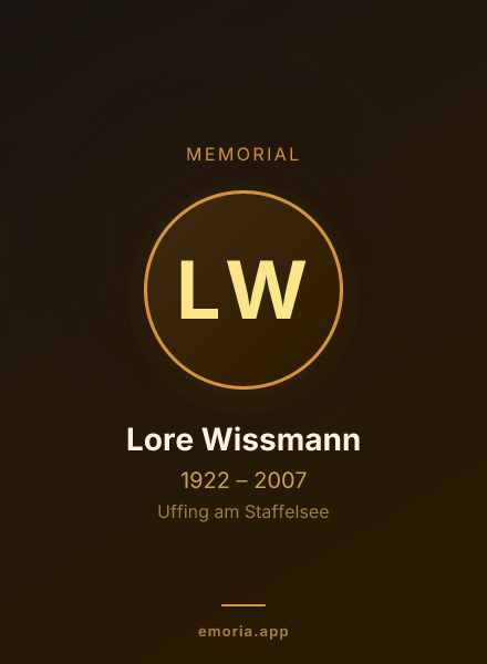 Memorial portrait of Lore Wissmann