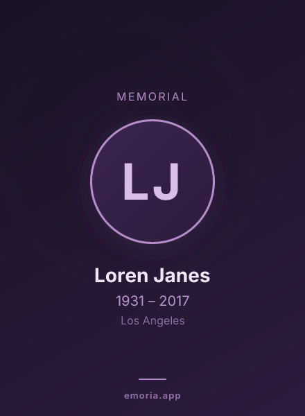 Memorial portrait of Loren Janes