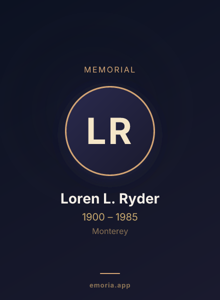 Memorial portrait of Loren L. Ryder