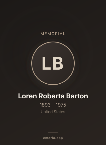 Memorial portrait of Loren Roberta Barton