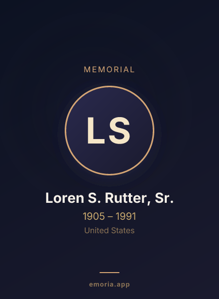 Memorial portrait of Loren S. Rutter, Sr.