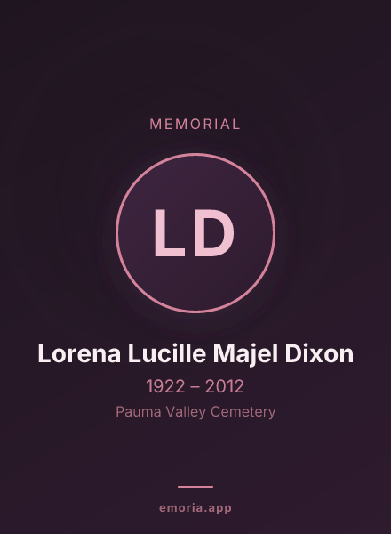 Memorial portrait of Lorena Lucille Majel Dixon