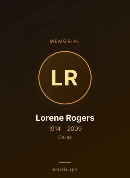 Memorial portrait of Lorene Rogers