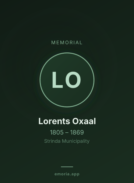 Memorial portrait of Lorents Oxaal