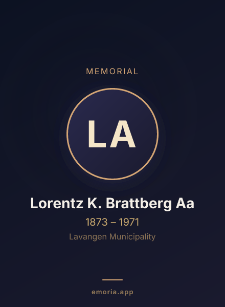 Memorial portrait of Lorentz K. Brattberg Aa