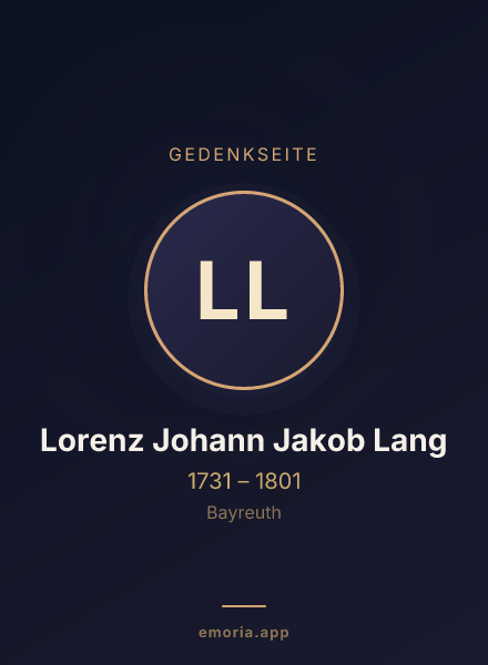 Gedenkportrait von Lorenz Johann Jakob Lang