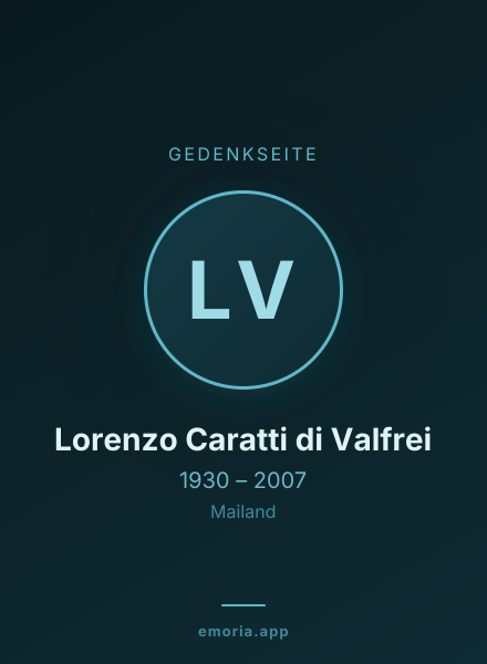 Gedenkportrait von Lorenzo Caratti di Valfrei