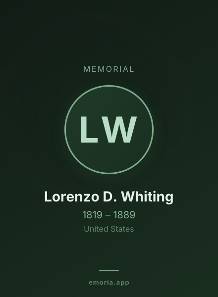 Memorial portrait of Lorenzo D. Whiting