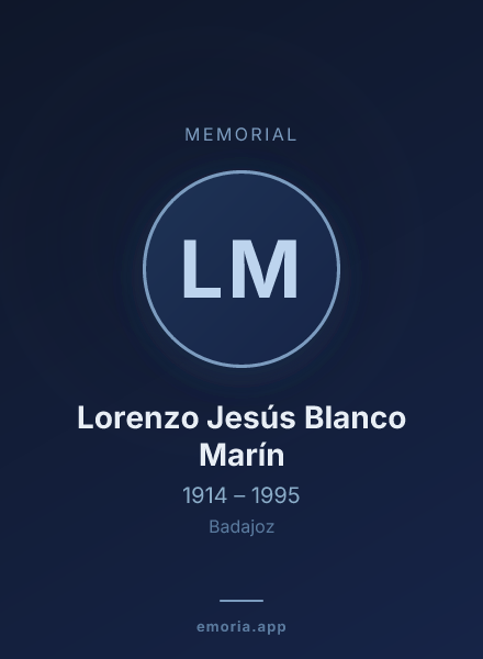 Memorial portrait of Lorenzo Jesús Blanco Marín