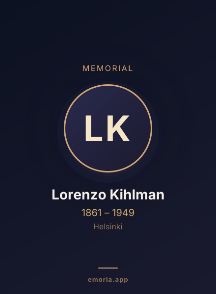 Memorial portrait of Lorenzo Kihlman