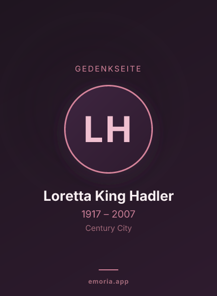 Gedenkportrait von Loretta King Hadler